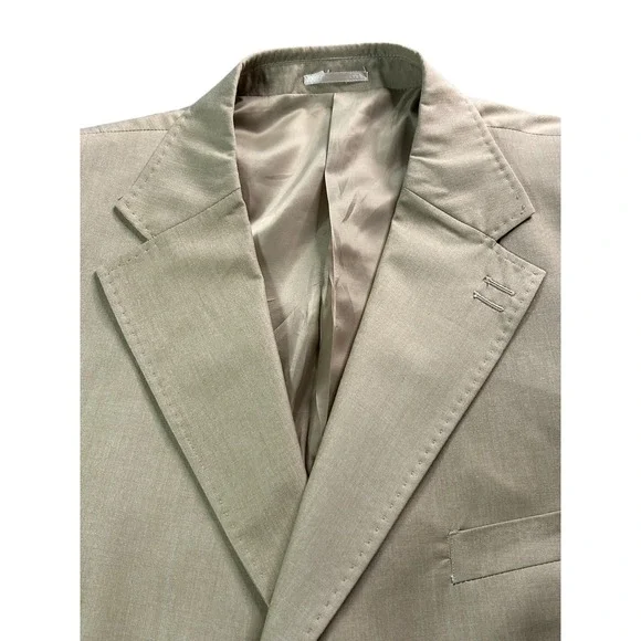 Apollo King Super 150's Hand Stitching Suit Jacket Mens Sz 52L Beige Blazer NWT